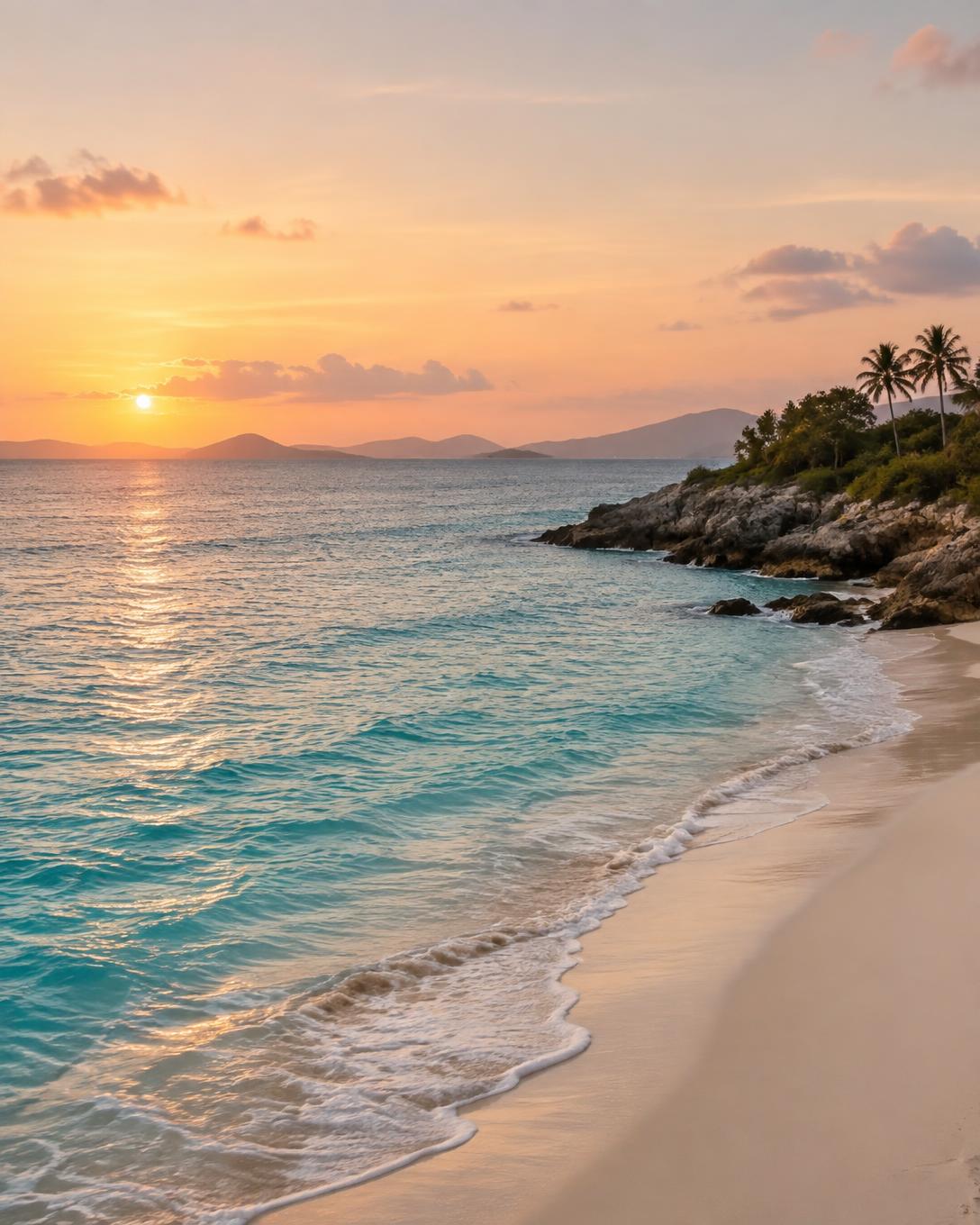 Littoral de Guadeloupe à l'heure dorée